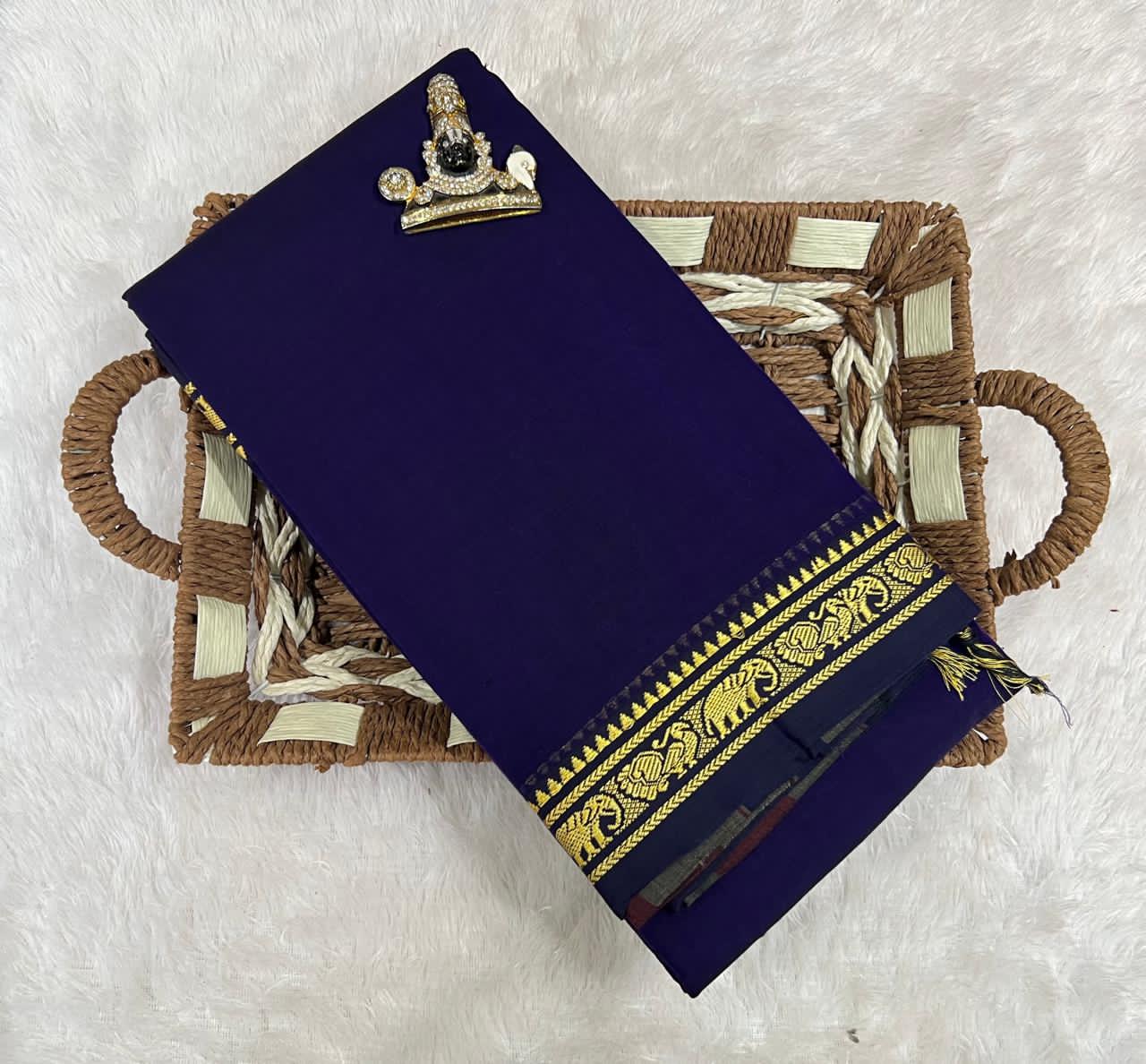 Narayanpeta Mercerised Cotton elephant small boarder saree