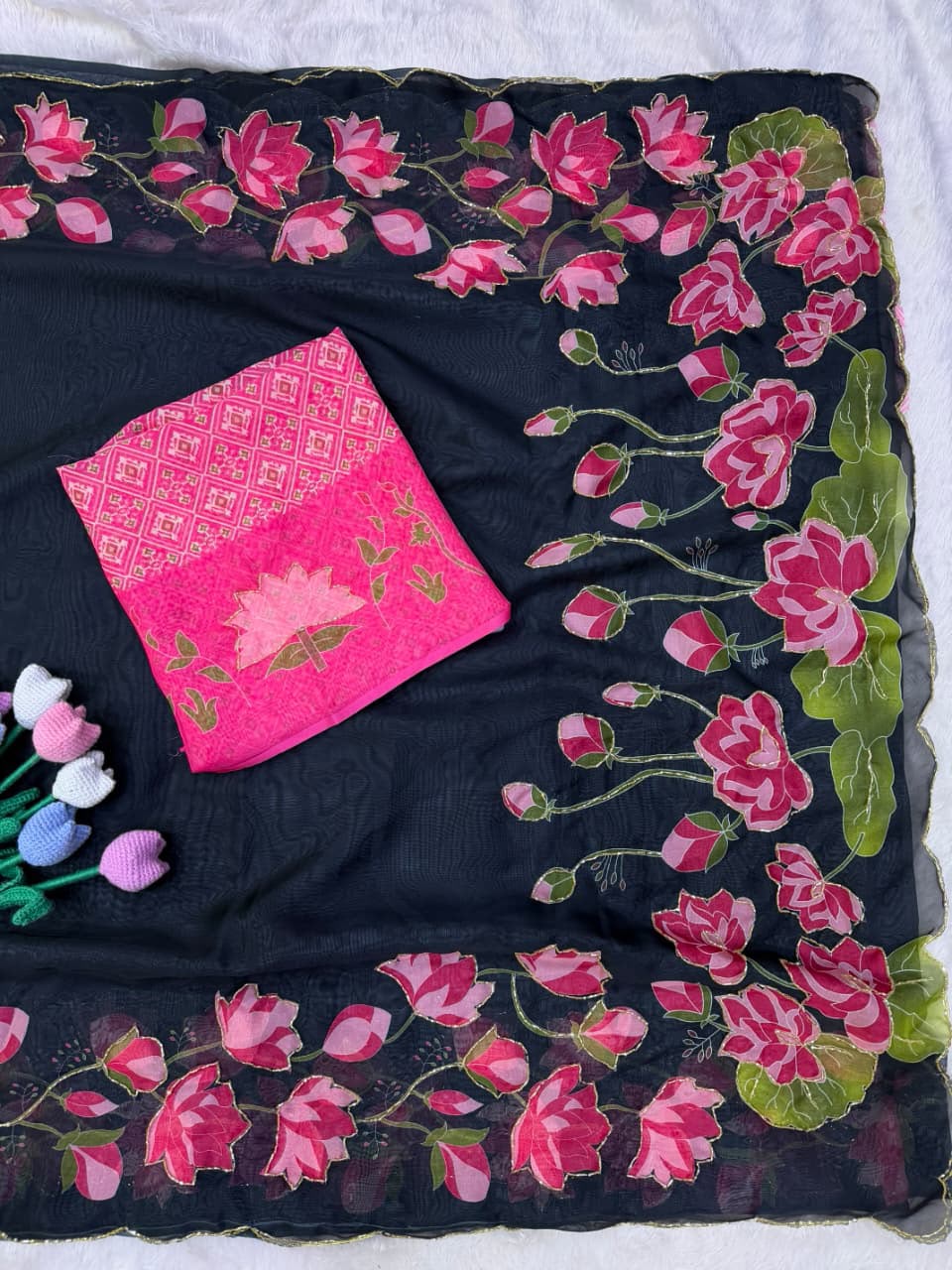 Partywear classy handwork katdana saree