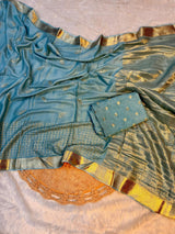 Pure Viscose georgette semi chex chitti pallu saree