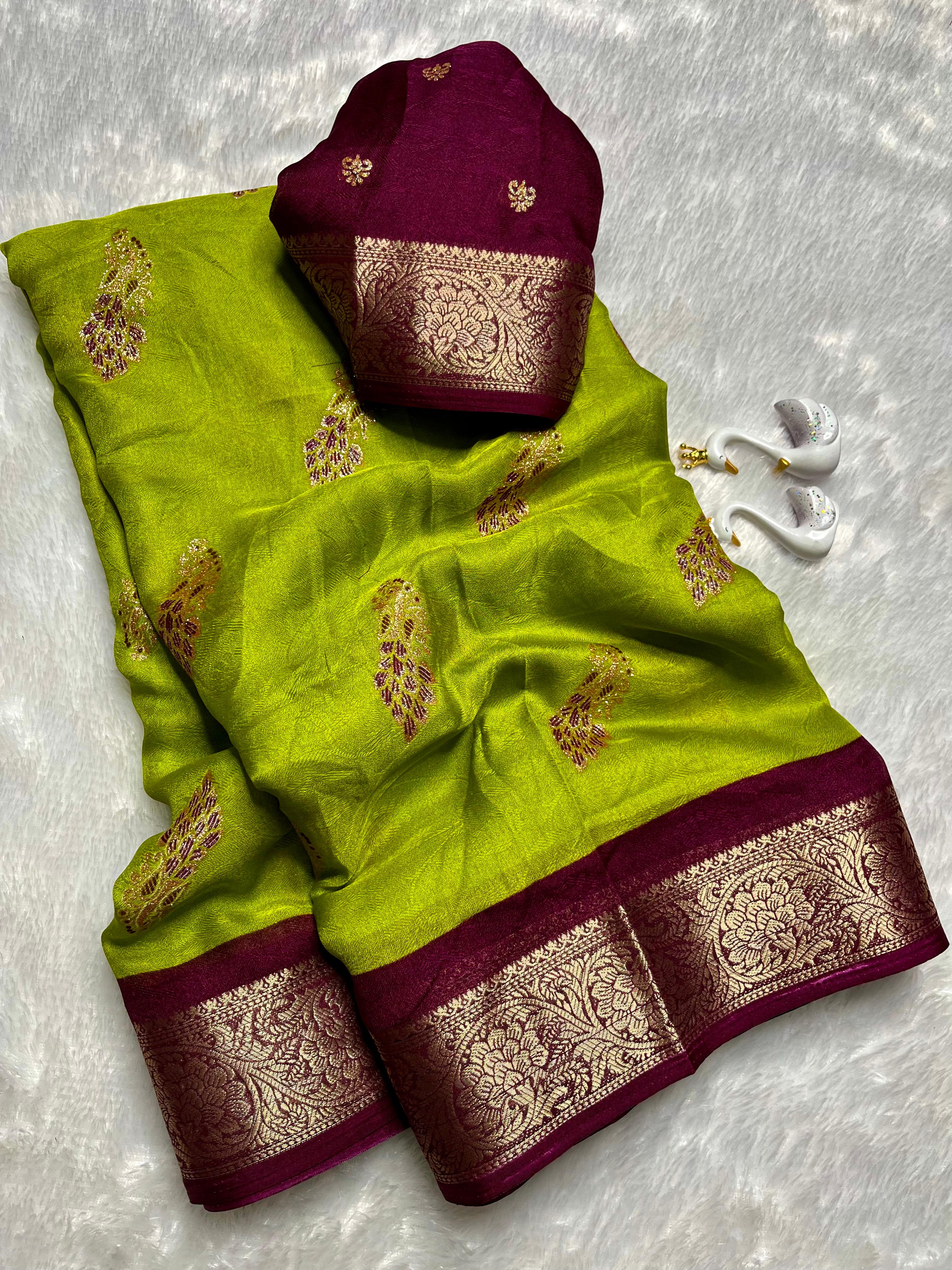 Beautiful marshmellow moss georgette saree