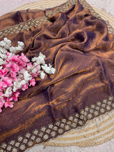 Space Silk diamond work saree