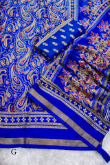 Kashmiri Print Soft Tussar Saree