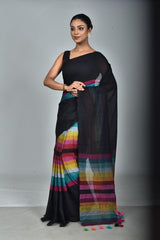Rainbow Mul cotton saree