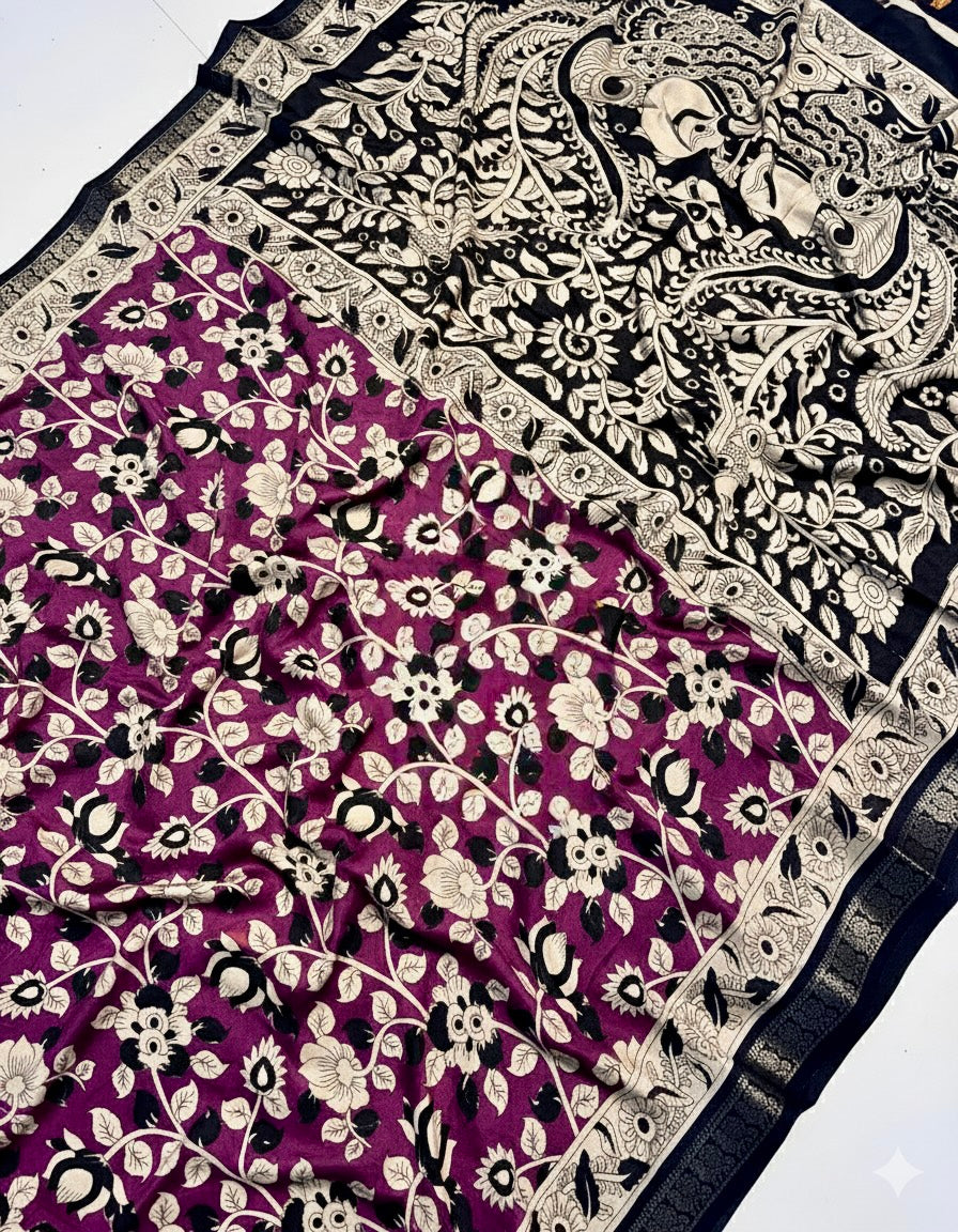 Soft Kalamkari silk saree