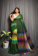 Rainbow Mul cotton saree