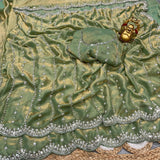 Space silk single shade original beads saree