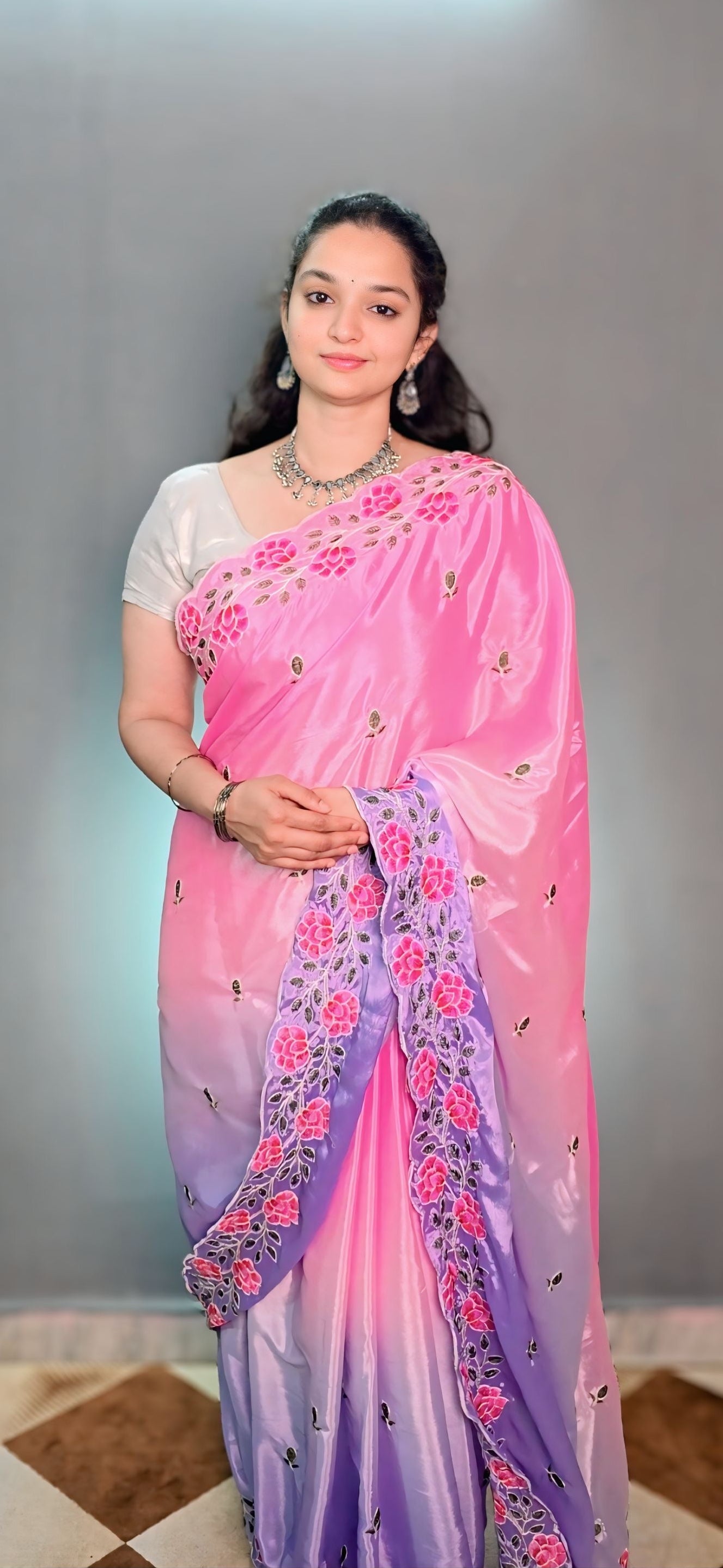 Chinnon Embroidery Saree
