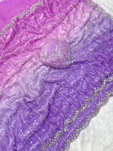 Space silk dual shade original beads work saree