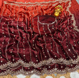 Space silk dual shade original beads work saree