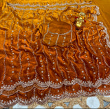 Space silk dual shade original beads work saree