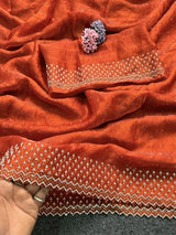 Diamond stone Space Silk Saree