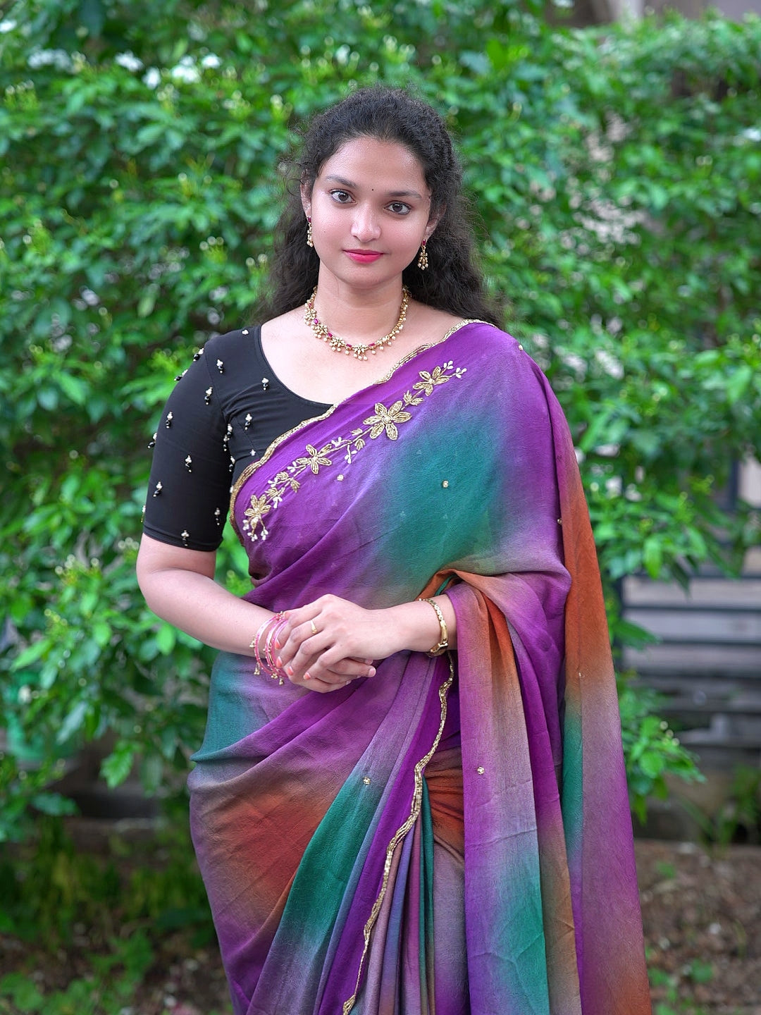 Soft pure rangoli crush abstract handwork saree