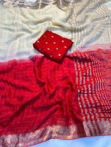 2 shaded viscose georgette checks saree