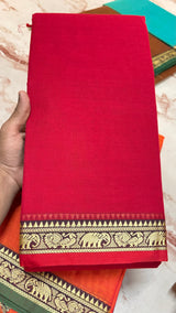 Narayanpeta Mercerised Cotton elephant small boarder saree
