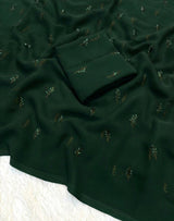 Pure georgette beads work saree