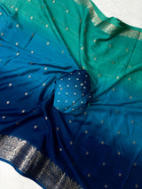 Premium Viscose Chinnon Saree with bandhej blouse