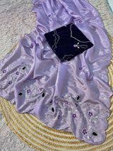 HO silk saree handwork with velvet blouse
