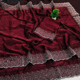 Space silk Diamond work saree