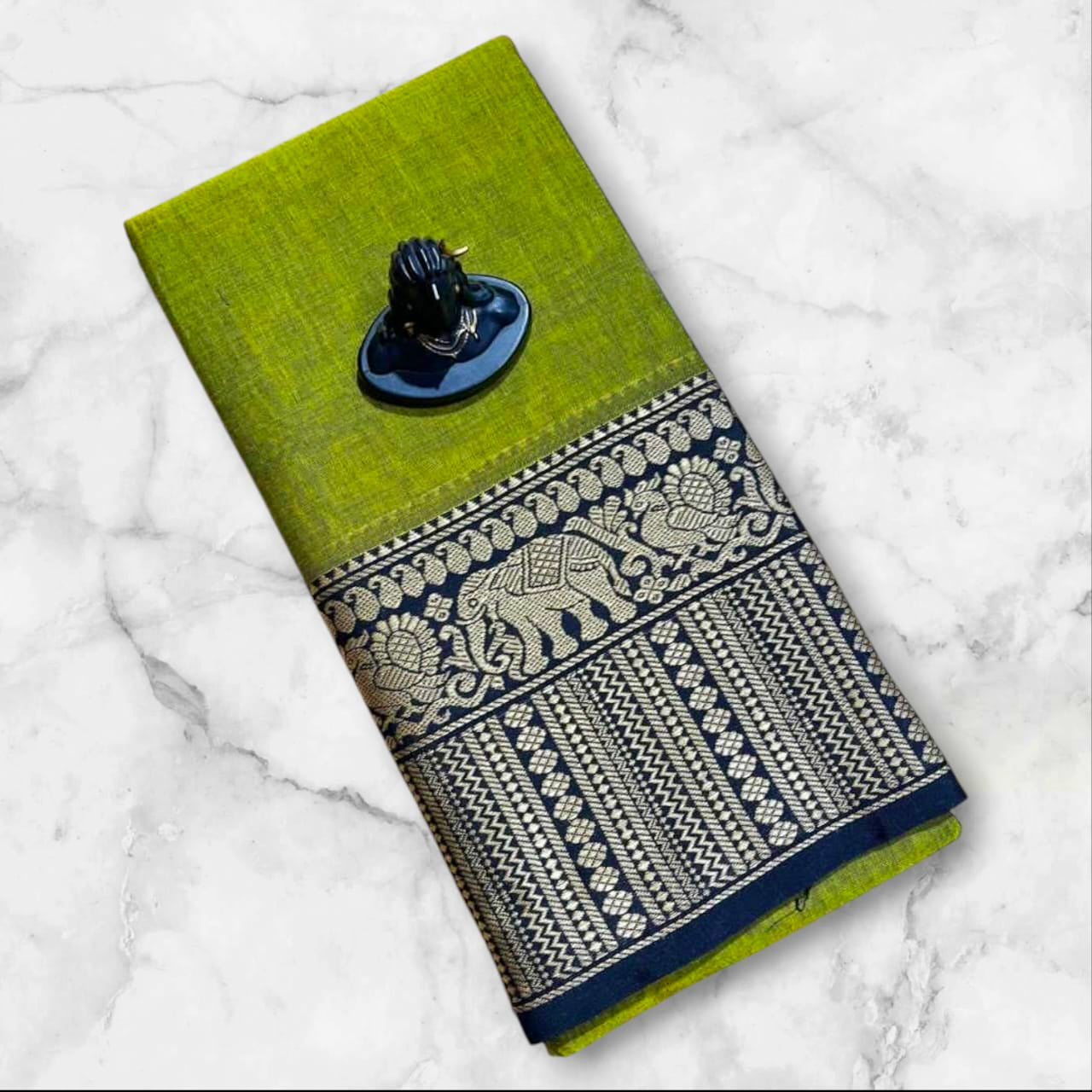 Narayanpeta Mercerised Cotton saree elephant boarder