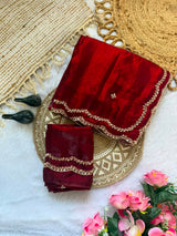 Space silk original handwork gold beads saree