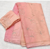 Chiffon pure jaal handwork saree