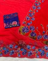 Partywear classy handwork katdana saree