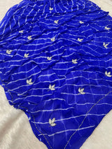 Chiffon lehriya leaf buttis handwork saree