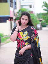 Ajrak gajji silk mirror work saree