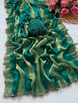 Space silk jharkan work sarees for party wear