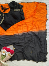 Kajal agarwal inspired chinnon 2 shade saree
