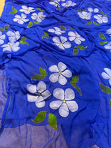 Chiffon handpaint kardhana work saree