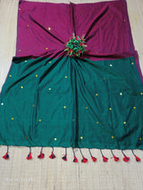 Cotton by Cotton contrast gini work saree with tassels