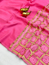 Replica Viscose satin silk saree with bandhej pallu