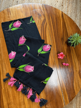 Mul cotton Tulip hand painted saree
