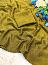 Coffee crush original beads buttis saree