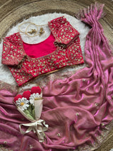 Space silk fully stitched designer blouse with saree