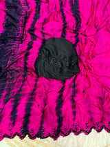 Tie and dye pure chinnon handwork saree