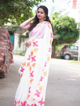 Spring georgette embroidery brush paint saree