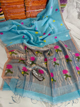 Pure linen jambdani tissue silk saree