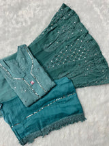 Georgette chikankari heavy Jaal work 3 pc kurti set