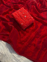 Space silk 3D applique saree