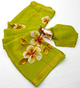 Soft marshmallow georgette floral saree