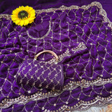 Space silk beads work saree with free desiner purse
