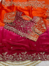 Space Silk Embroidery work saree with stitched blouse