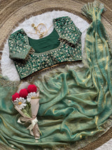 Space silk fully stitched designer blouse with saree