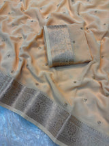 Pure chiffon saree with beads buttis