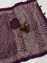Semi modal crepe silk ajrak mirror saree