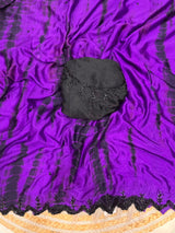Tie and dye pure chinnon handwork saree