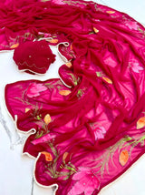 Brush paint soft georgette handwork saree