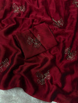 Soft rangoli bird design partywear saree
